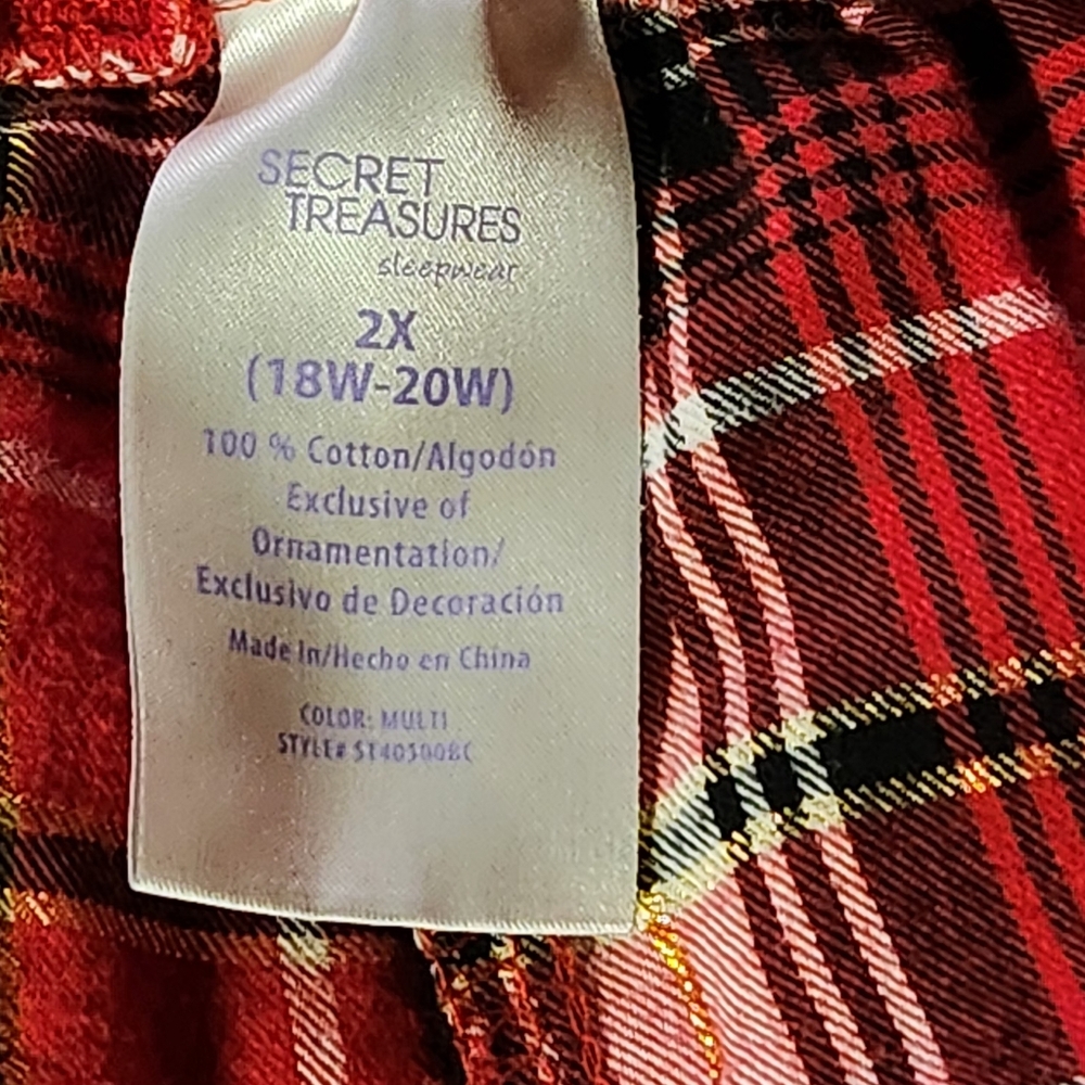 Secret Treasures Women’s Sz 2X Pajama Pants Red Plaid pockets Drawstring - Picture 9 of 10
